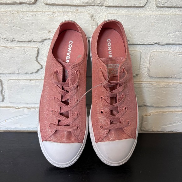 NWOT Converse All Star Pink Sparkly Lace Up Sneaker Junior Size 4, Women's 6 - Picture 6 of 8